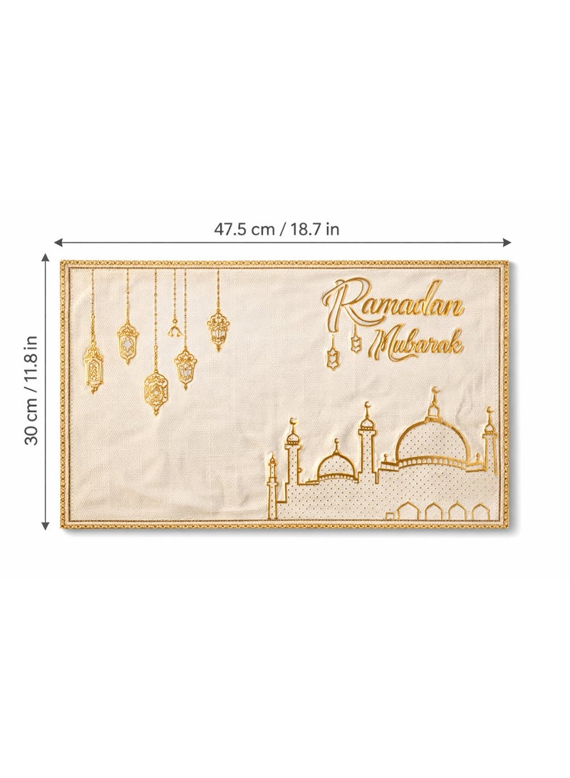 طقم 6 قطع كوسترات مفرش صينية مستطيل 47.5×30 سم – ديكور منزلي وديكور رمضاني فاخر بطباعة ذهبية - Image 2